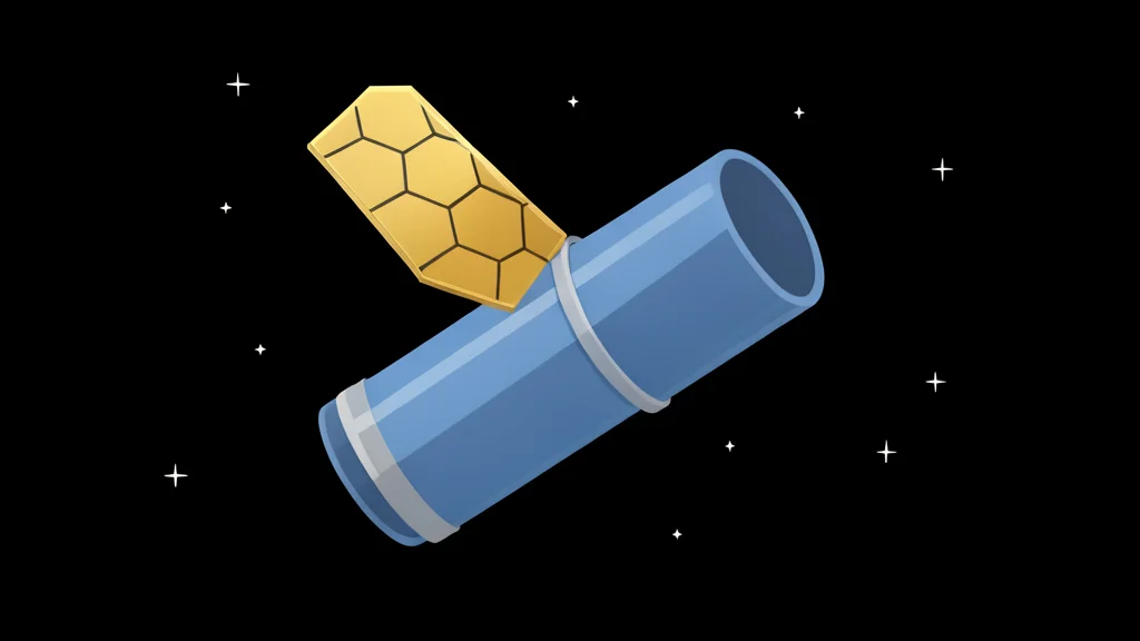 A large, cylindrical space telescope with a gold-colored sunshield floating in the blackness of space