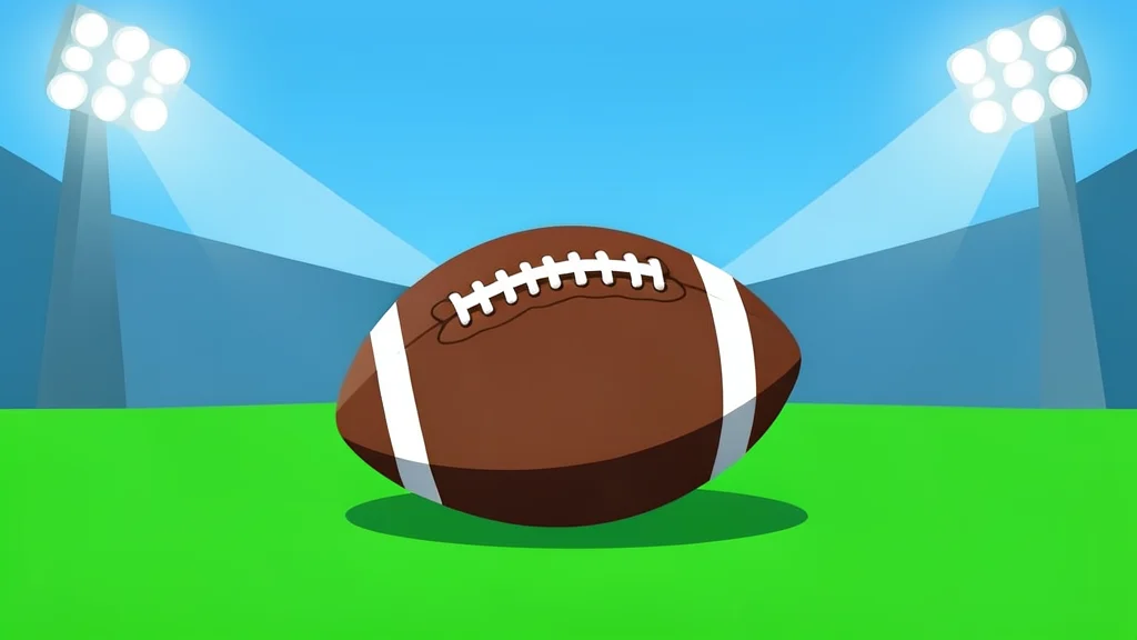 A football resting on the green grass of a stadium field