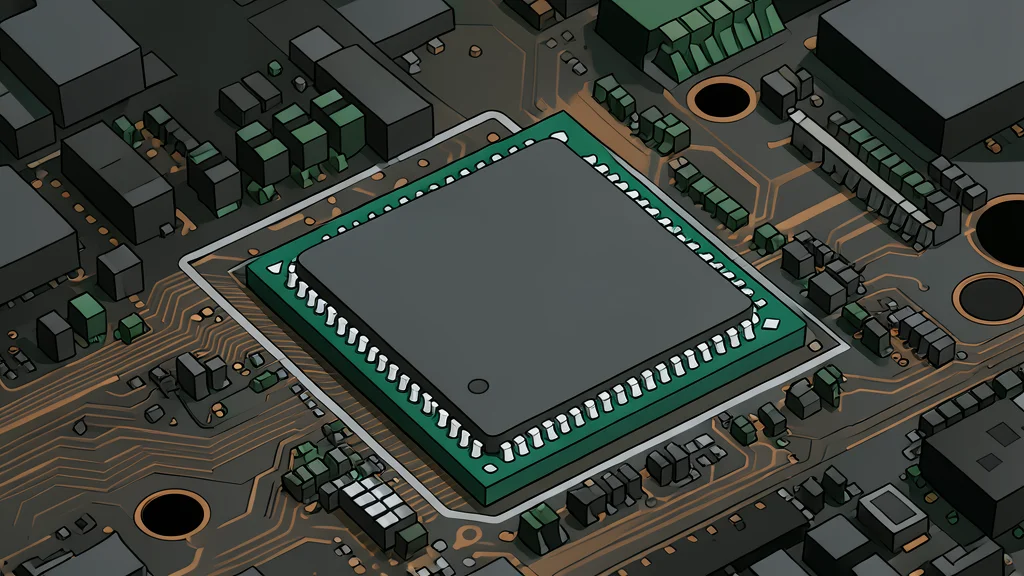 A close-up view of a silicon wafer with a grid of square chips