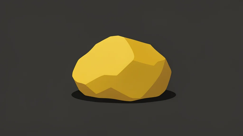 A rough, unrefined nugget of gold resting on a dark, textured surface