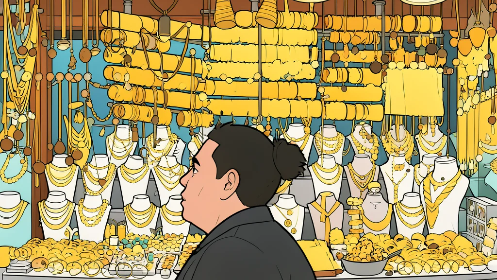 A stack of shiny gold bars resting on a dark wooden table