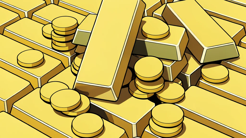A single, polished gold bar resting on a dark, textured surface