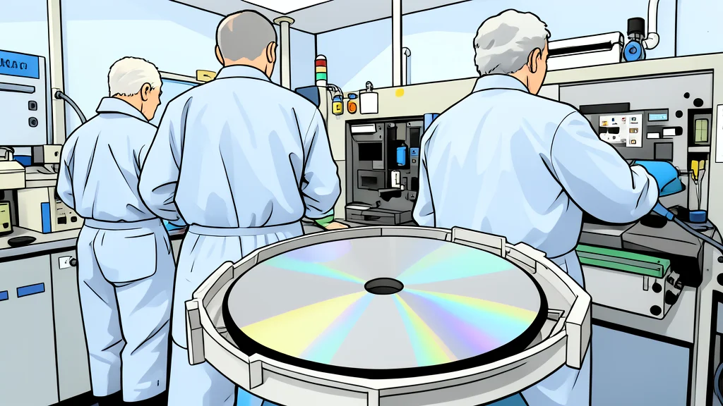 A polished silicon wafer resting on a cleanroom surface