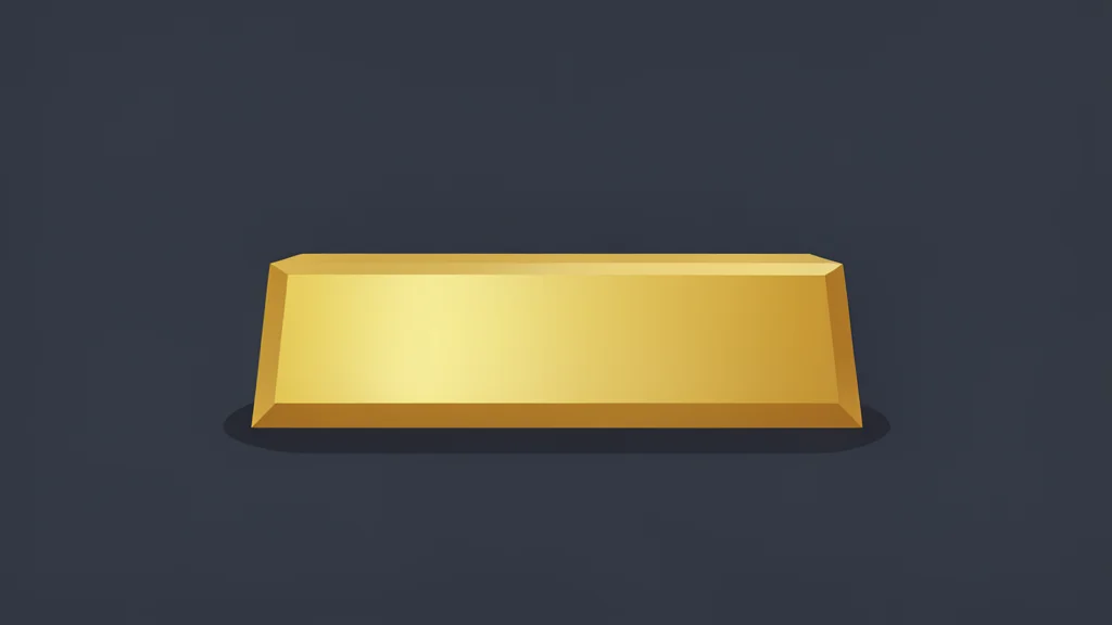 A single polished gold bar resting on a dark surface