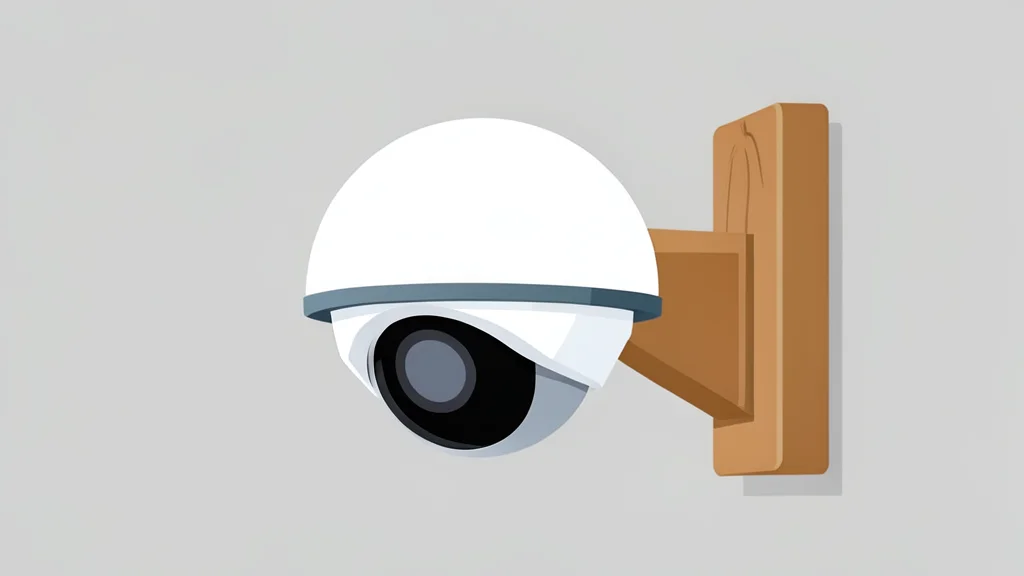 A white dome-shaped security camera mounted on a wooden wall bracket