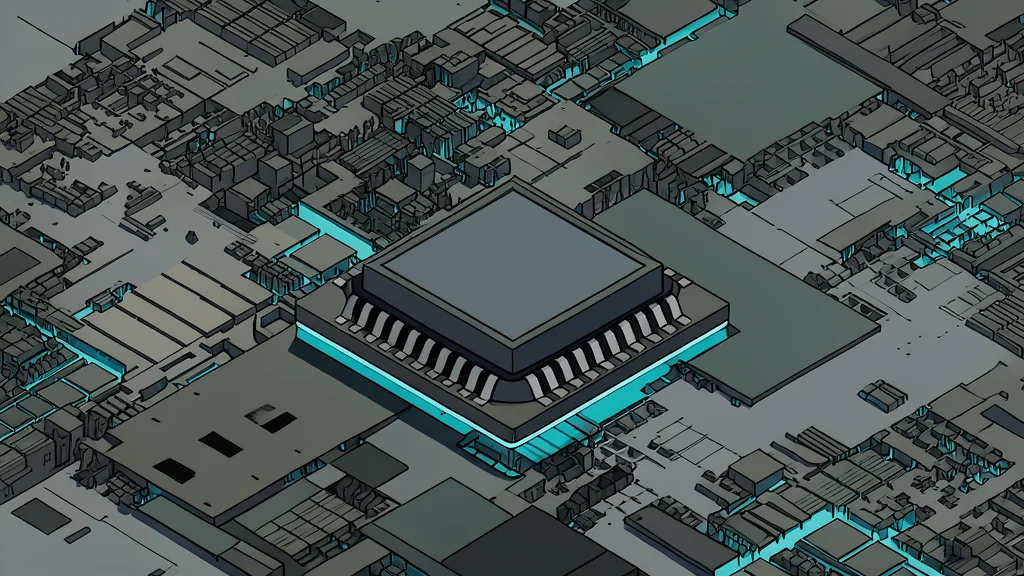 A close-up view of a silicon wafer with a grid of square chips