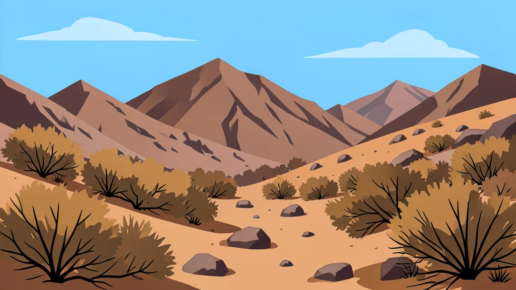 A rugged, arid mountain landscape with dry scrub vegetation and rocky terrain under a clear sky