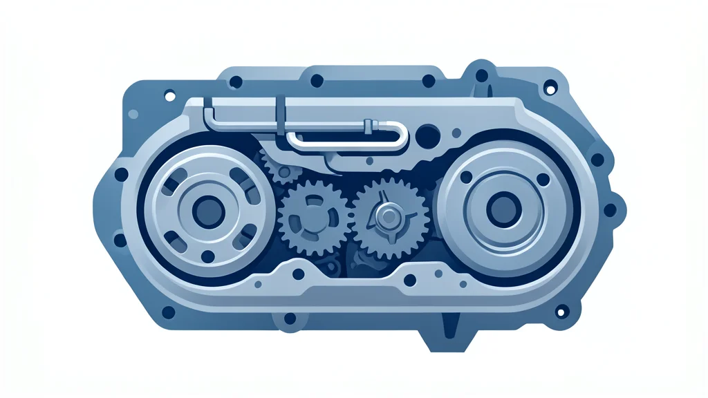 A sleek, modern automotive transmission housing with visible gears and hydraulic lines