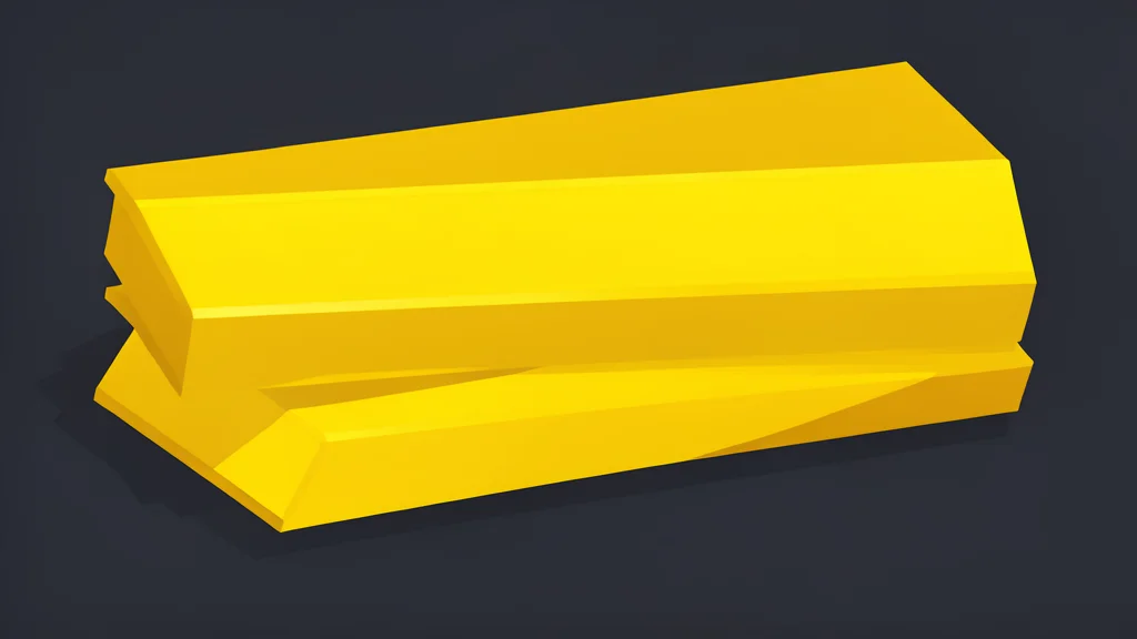 A stack of shiny, yellow metal bars resting on a dark surface