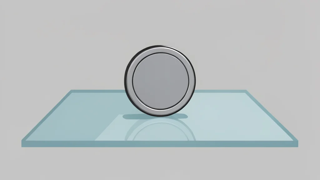 A digital coin resting on a polished glass surface