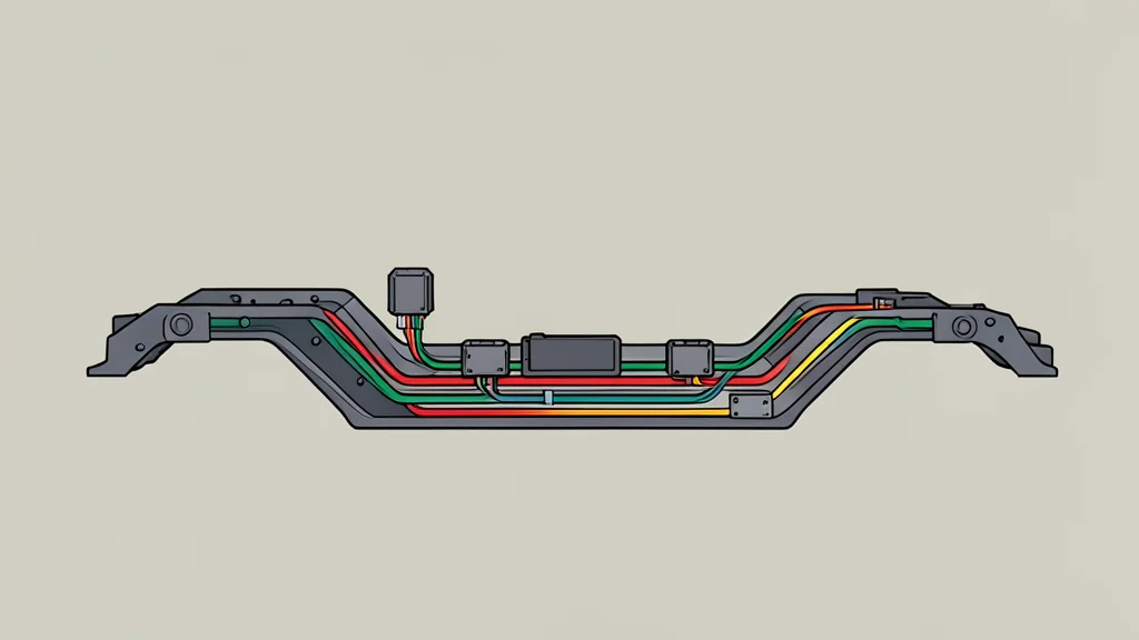 A sleek, modern electric vehicle chassis with visible wiring harnesses and electronic control units