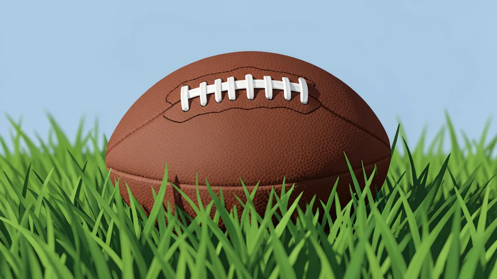 A football resting on green grass