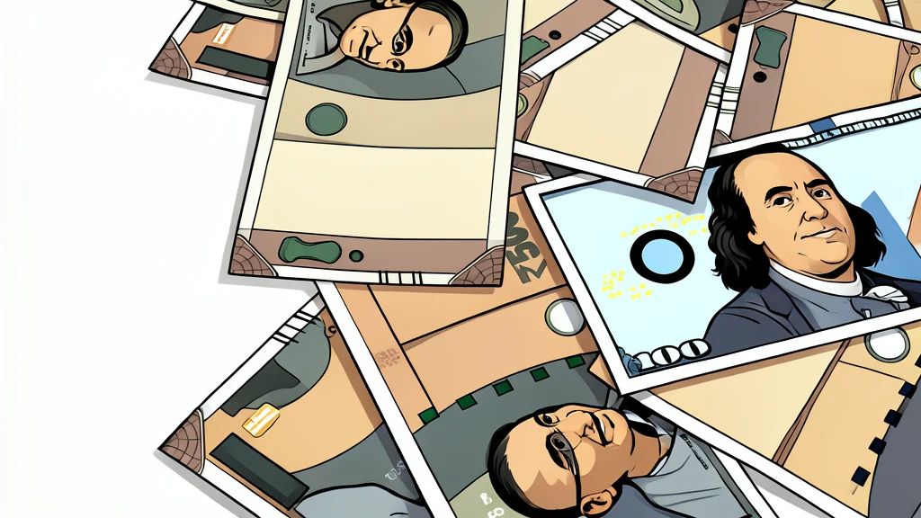 A stack of paper currency bills resting on a wooden desk surface