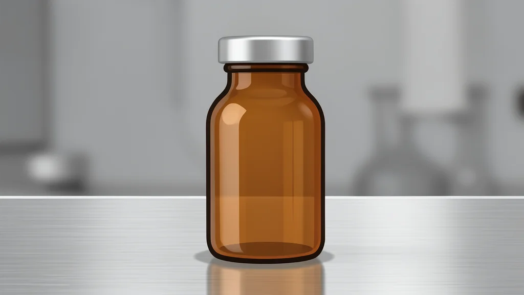 A clear glass vial containing a viscous, transparent gel, sitting on a sterile white laboratory surface.