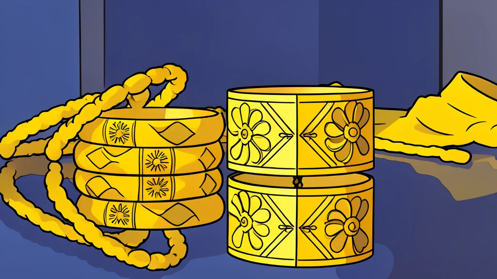 A stack of shiny, yellow metal bars resting on a dark surface