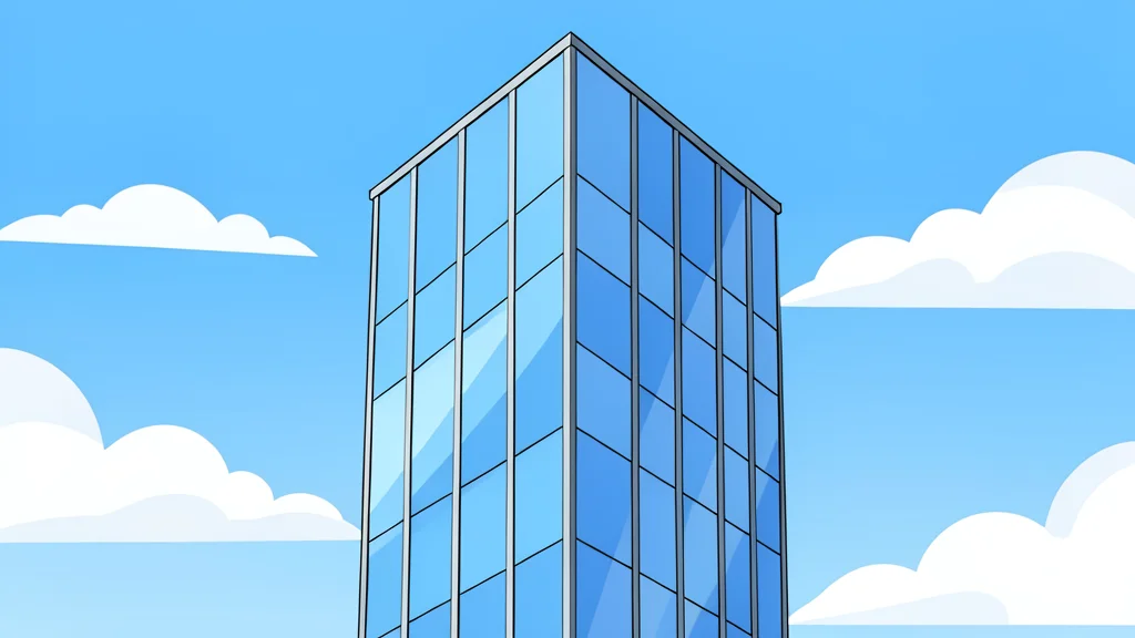 A modern glass skyscraper facade reflecting the sky
