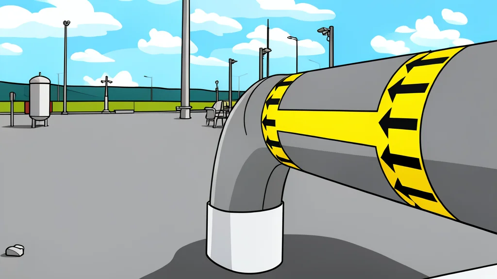 A network of large-diameter steel pipelines stretching across a rural landscape