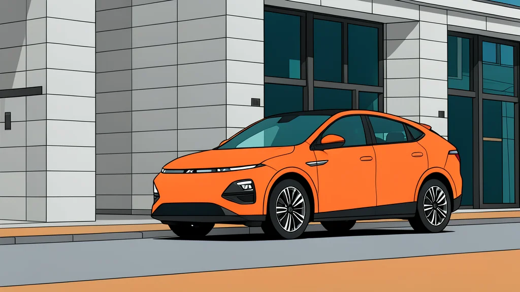 A sleek electric vehicle parked next to a circuit board pattern etched into concrete.