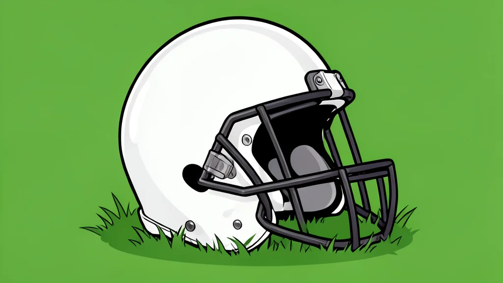 A football resting on the grass of a stadium field