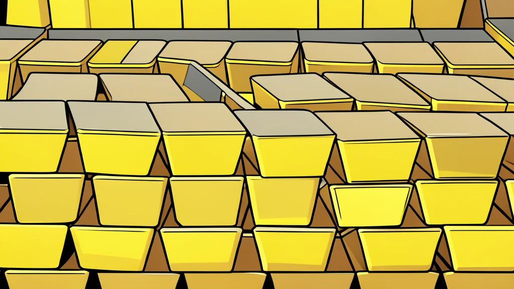 A stack of shiny gold bars resting on a dark surface