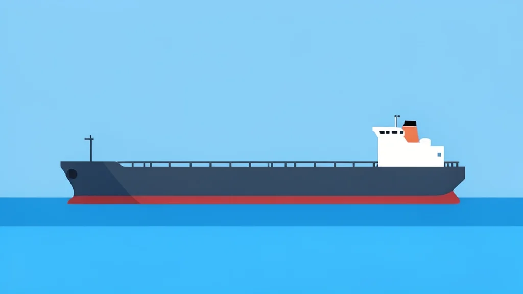 A large oil tanker ship floating on calm blue water