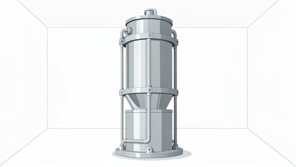A large industrial centrifuge assembly standing in a sterile white laboratory room