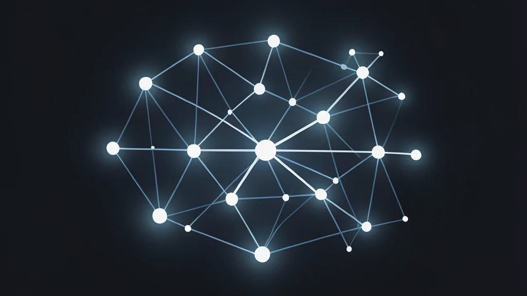 A complex network of glowing nodes connected by thin lines, representing a digital neural structure