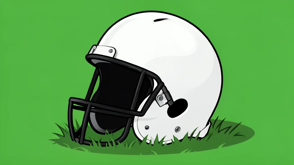 A grassy football field with white yard lines stretching into the distance under a clear sky