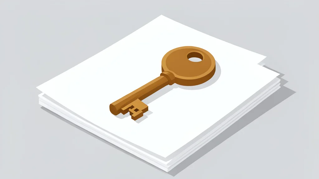 A wooden house key resting on a stack of white paper documents