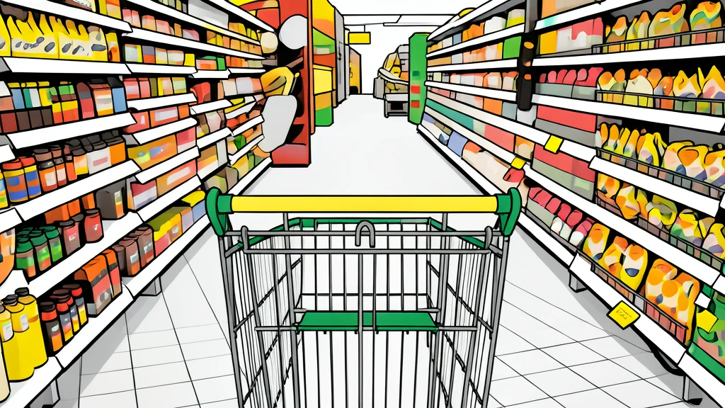 A neatly organized aisle in a discount store filled with colorful boxes of household essentials and snacks