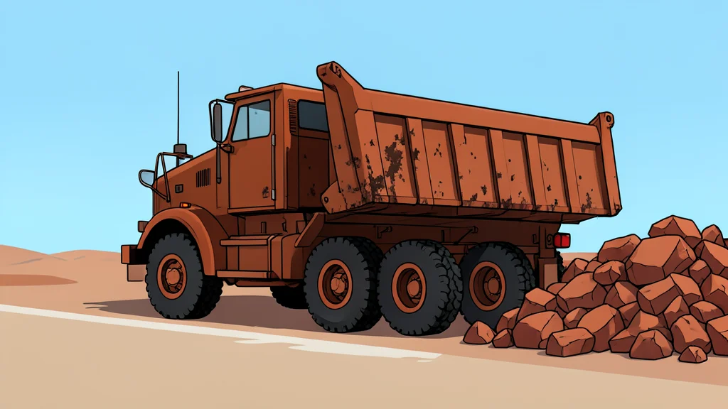 A flat-vector illustration of a vast open-pit mine with distinct terraced layers and industrial machinery in the distance.