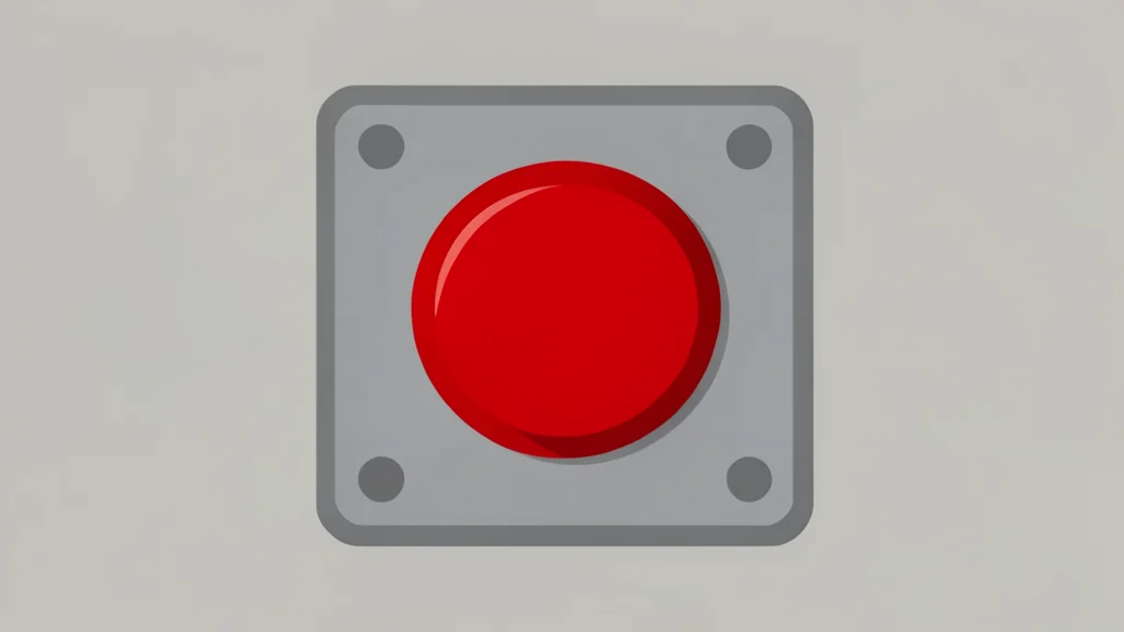 A large red industrial emergency stop button mounted on a gray control panel