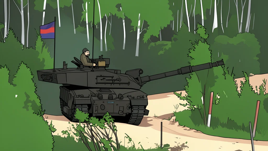 A row of military training tanks parked on a dusty field