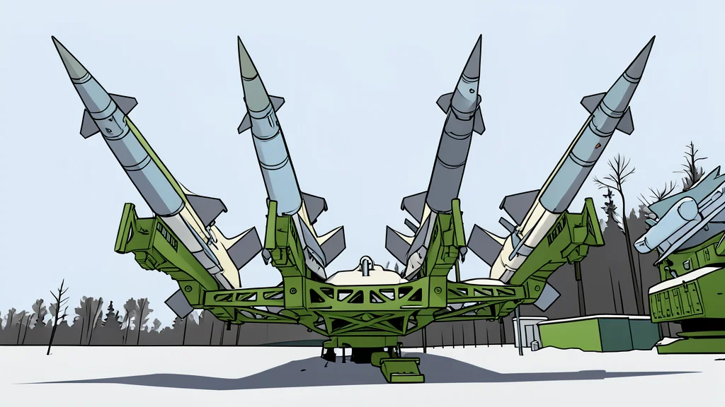 A flat-vector illustration of a military training field with rows of practice targets and a distant hangar.