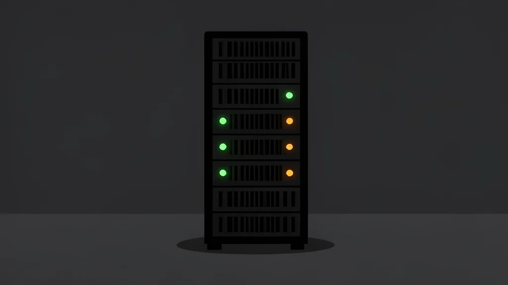 A server rack with blinking status lights in a dark room