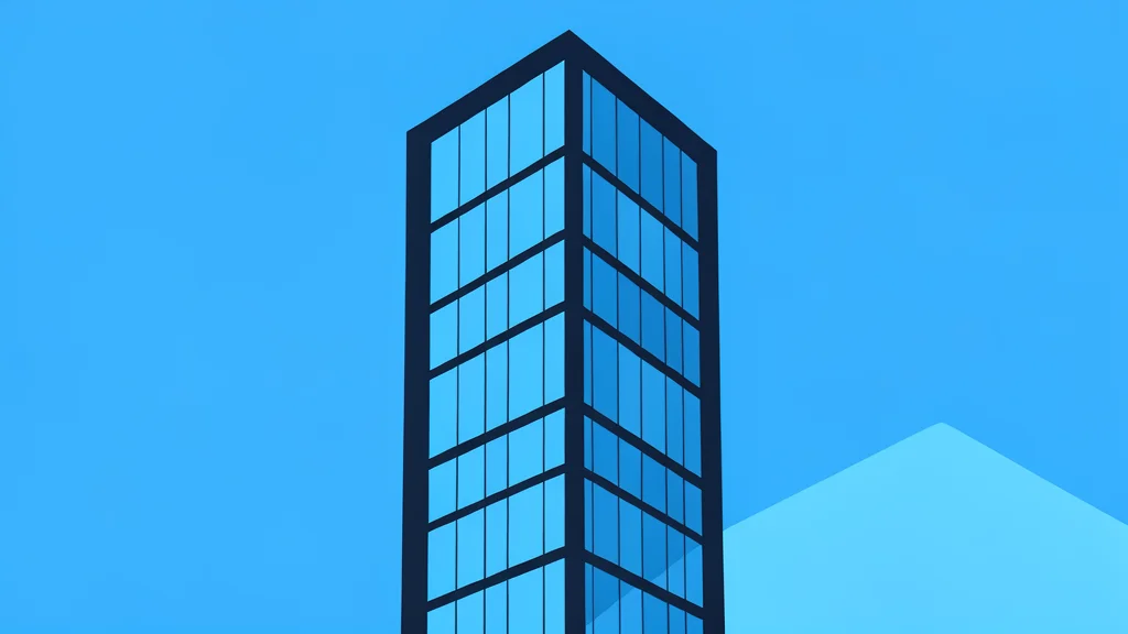 A modern glass skyscraper reflecting a blue sky