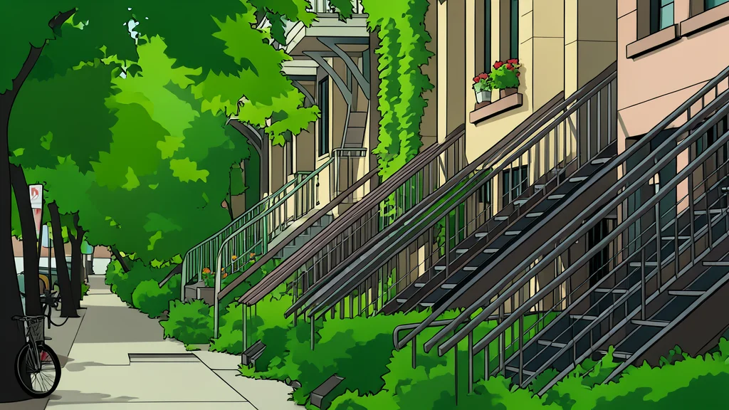 A modern apartment building exterior with a row of parked bicycles in front