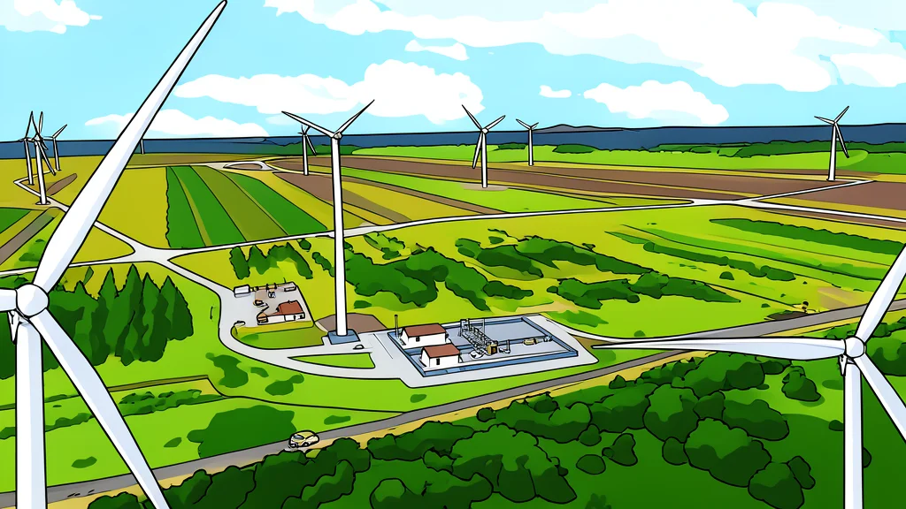 A high-voltage electrical substation with large transformers and insulators standing in an open field