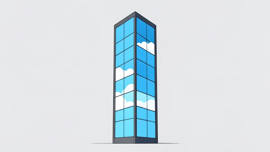 A modern glass skyscraper reflecting the sky