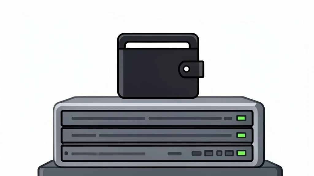 A digital wallet icon resting on a stack of server racks