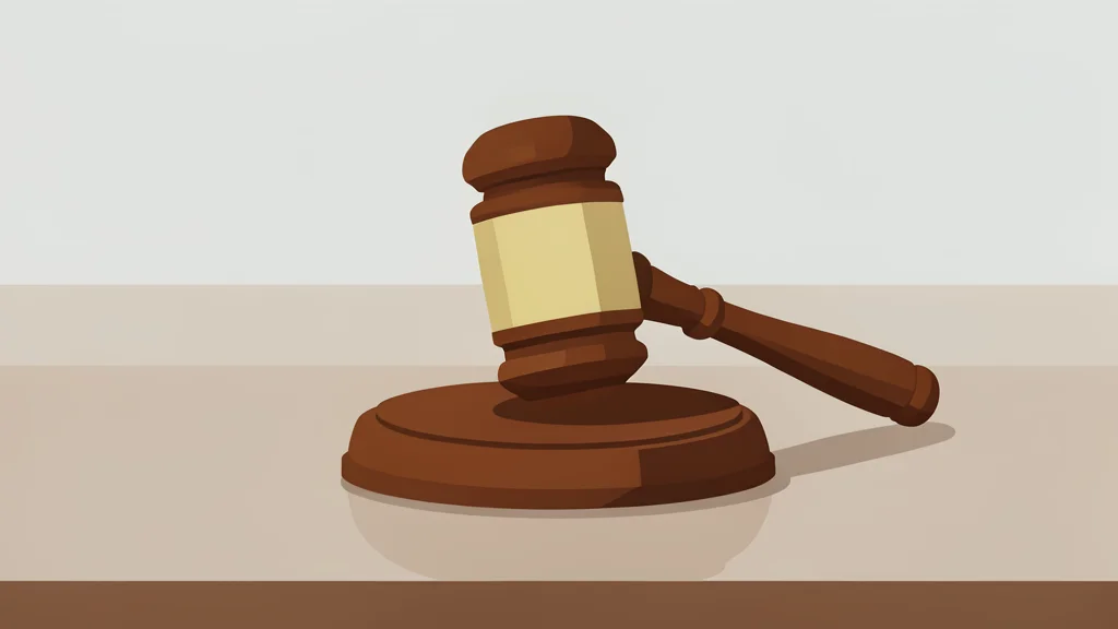 A wooden gavel resting on a polished desk surface