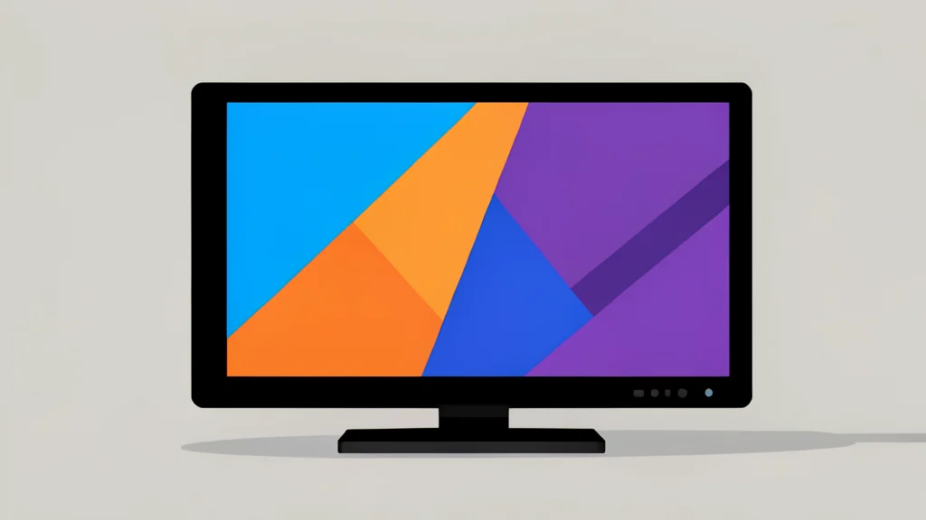 A modern flat-screen television displaying a colorful abstract interface