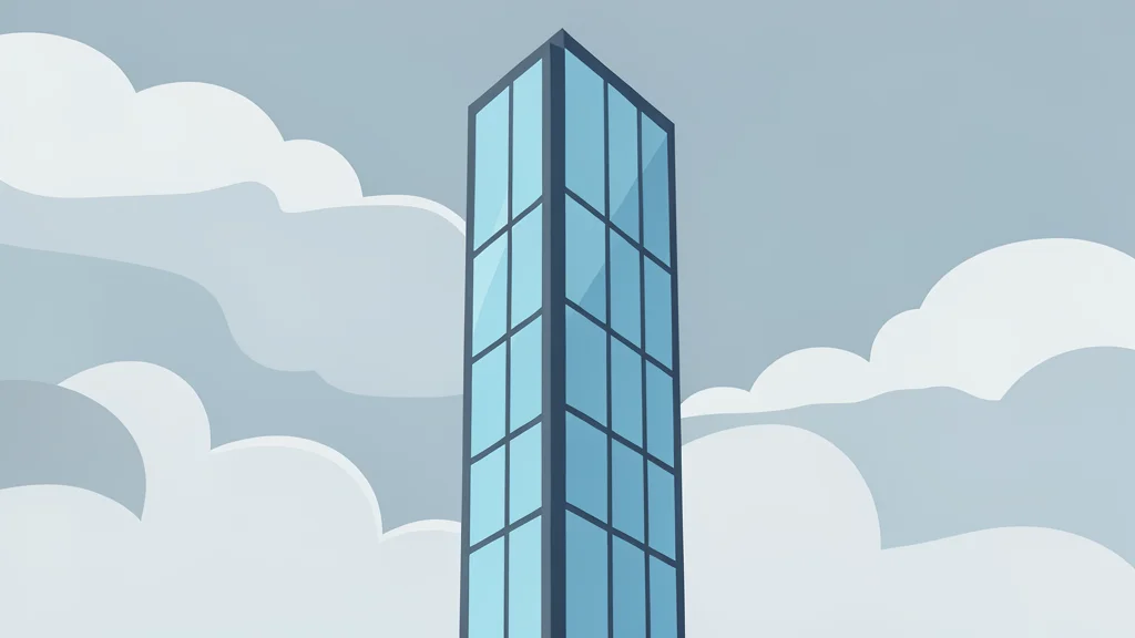 A modern glass skyscraper reflecting a cloudy sky