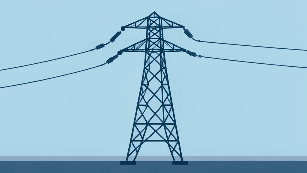 A high-voltage electrical transmission tower standing in a field