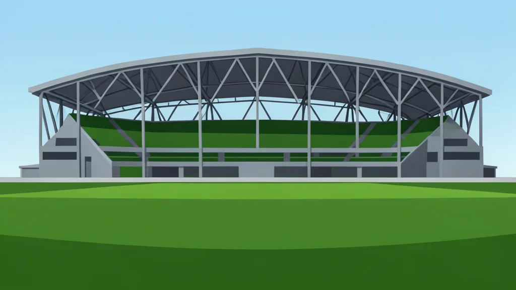A large, modern stadium with a retractable roof and green turf