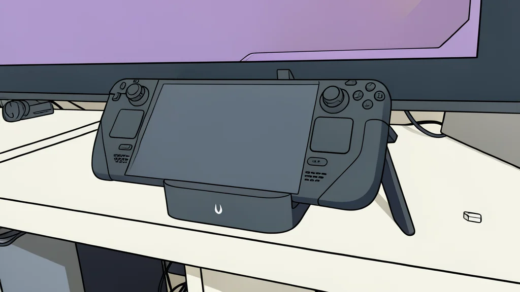 A handheld gaming device connected to a television via a cable