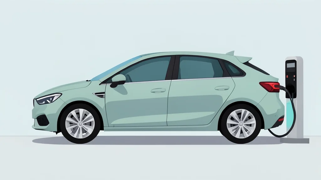 A sleek electric vehicle connected to a charging station in a minimalist setting.
