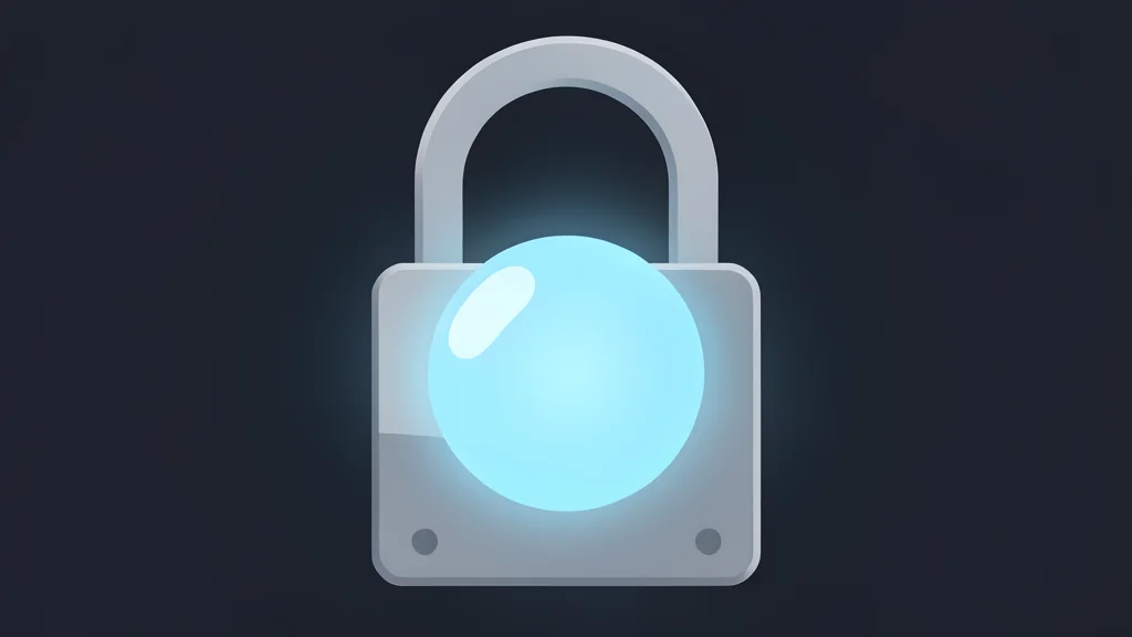A metallic digital padlock securing a glowing sphere of data