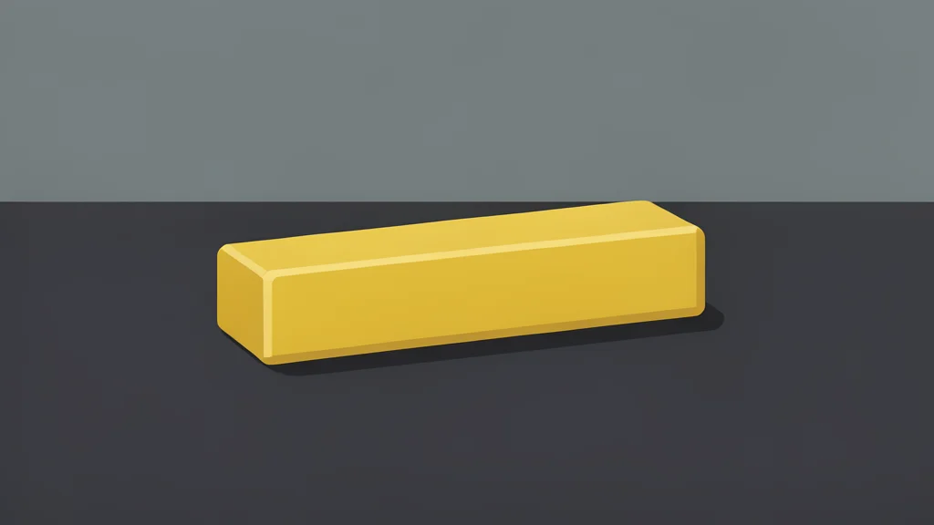 A single polished gold bar resting on a dark textured surface