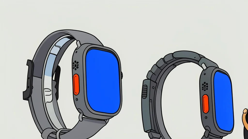 A rugged titanium smartwatch with a bright orange digital crown resting on a textured rock surface